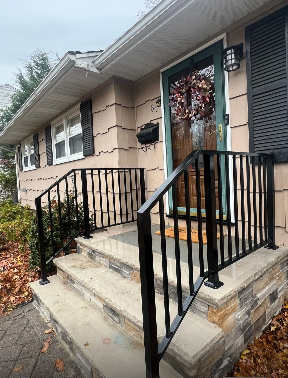 Custom fabricated metal railing detail